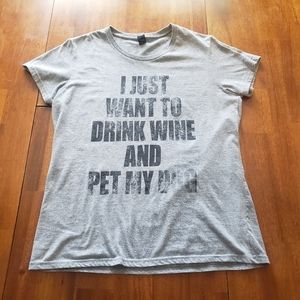 Gray Black Drink Wine & Pet My Dog Shirt